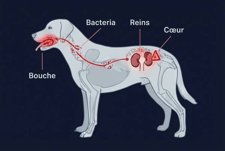 Les bactéries ne restent pas dans la bouche.